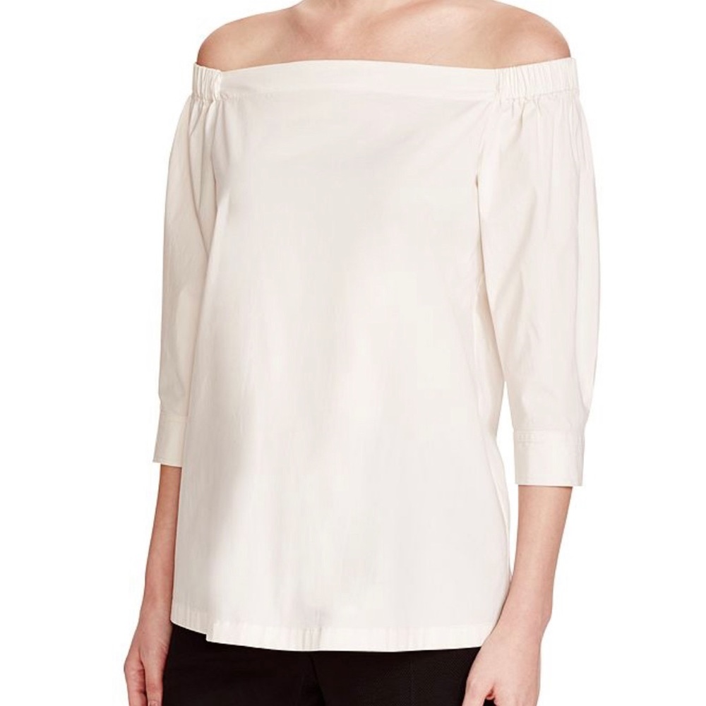 Theory Joscla Off the Shoulder Silk Top in Ivory women’s size small